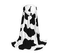 Yyoretp Black and White Cow Print Print Hooded Cloak Long Cape for Kids with Carnival Halloween Cosplay Fancy Costume