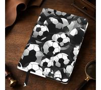 Yyoretp Black and White Soccer Ball Pattern Print A5 Leather journal cover,Refillable Genuine Leather Journal Notebook Covers