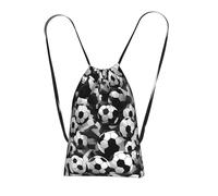 Yyoretp Black and White Soccer Ball Pattern Print Drawstring Backpack,String Backpack Storage bag for Sport Beach Swim Gym Traveling.