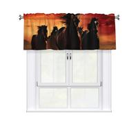 Yyoretp Black Horses Print Valance Curtains for Windows Kitchen Living Room with Light Filtering,137 x 46 cm