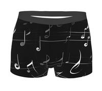 Yyoretp Black Music Notes Print Men's Boxer Briefs,Stretch Fit Underwear Microfibre shorts Gents for Everyday Wear