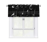 Yyoretp Black Music Notes Print Valance Curtains for Windows Kitchen Living Room with Light Filtering,137 x 46 cm