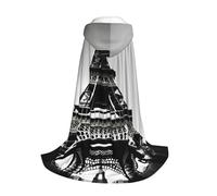 Yyoretp Black Paris Eiffel Tower Print Hooded Cloak Long Cape for Kids with Carnival Halloween Cosplay Fancy Costume