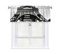 Yyoretp Black Paris Eiffel Tower Print Valance Curtains for Windows Kitchen Living Room with Light Filtering,137 x 46 cm