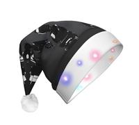 Yyoretp Black robot Print LED Christmas Hats,Light Up Xmas Hat Adult,Santa Hat For New Year Festive Party