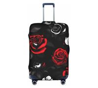 Yyoretp Black White and Red Roses Print Elastic Luggage Cover, Suitcase Protection Cover with Zipper Fits 18-32 Inch.