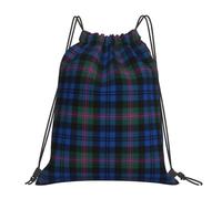 Yyoretp Blue and Green Scottish Tartan Print Drawstring Backpack Sports Gym Beach Sack Dance Yoga Cinch Bag for Women Men