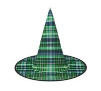 Yyoretp Blue and Green Scottish Tartan Print Halloween Costume Witch Hat Adults carnival Cosplay party Costume Accessories