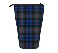 Yyoretp Blue and Green Scottish Tartan Print Telescopic Pen Bag Pen Holder Pop Up Storage Case,Standing Portable Pen Case