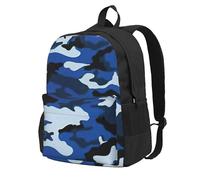 Yyoretp Blue Camo Print Casual Backpack for Women and Men,Large Capacity Travel Work Computer Backpacks