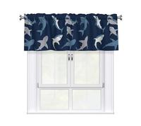 Yyoretp Blue Cartoon Shark Print Valance Curtains for Windows Kitchen Living Room with Light Filtering,137 x 46 cm