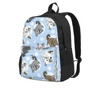 Yyoretp Blue Chinchillas And Moon Print Casual Backpack for Women and Men,Large Capacity Travel Work Computer Backpacks