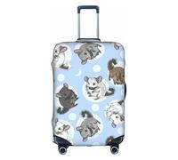Yyoretp Blue Chinchillas and Moon Print Elastic Luggage Cover, Suitcase Protection Cover with Zipper Fits 18-32 Inch.