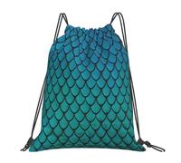 Yyoretp blue fish scale Print Drawstring Backpack Sports Gym Beach Sack Dance Yoga Cinch Bag for Women Men
