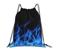 Yyoretp Blue Flame Print Drawstring Backpack Sports Gym Beach Sack Dance Yoga Cinch Bag for Women Men