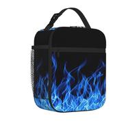 Yyoretp Blue Flame Print Lunch Bag for Men Women Durable Reusable Adults Lunch Box for Travel Work Picnic.