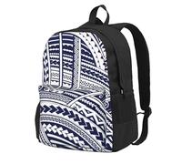 Yyoretp Blue Polynesian Maori Tribal Pattern Print Casual Backpack for Women and Men,Large Capacity Travel Work Computer Backpacks