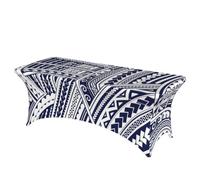 Yyoretp Blue Polynesian Maori Tribal Pattern Print Rectangular Spandex Table Covers Washable Stretch Patio Tablecloth,6 Feet