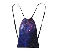 Yyoretp Blue & Purple Galaxy Print Drawstring Backpack,String Backpack Storage bag for Sport Beach Swim Gym Traveling.