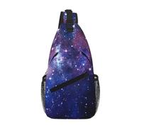 Yyoretp Blue & Purple Galaxy Print Sling Bag Crossbody Shoulder Backpack Chest Pack for Travel Hiking Climbing
