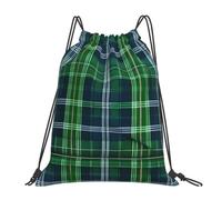 Yyoretp Blue Scottish Tartan Print Drawstring Backpack Sports Gym Beach Sack Dance Yoga Cinch Bag for Women Men