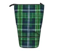 Yyoretp Blue Scottish Tartan Print Telescopic Pen Bag Pen Holder Pop Up Storage Case,Standing Portable Pen Case
