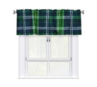 Yyoretp Blue Scottish Tartan Print Valance Curtains for Windows Kitchen Living Room with Light Filtering,137 x 46 cm
