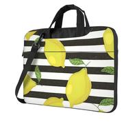 Yyoretp blue stripe and Lemon Print Laptop bag,portable single shoulder laptop Sleeve Case,Compatible with 13-16inch