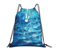 Yyoretp BlueMusic Print Drawstring Backpack Sports Gym Beach Sack Dance Yoga Cinch Bag for Women Men