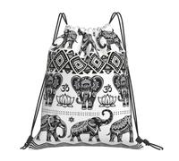 Yyoretp Bohemian Elephant Pattern Print Drawstring Backpack Sports Gym Beach Sack Dance Yoga Cinch Bag for Women Men