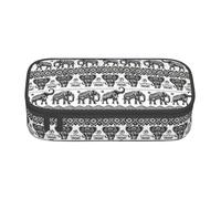 Yyoretp Bohemian Elephant Pattern Print Pencil Case Large Capacity Storage Pouch Holder Office Organizer Cosmetic Makeup Box