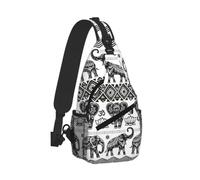 Yyoretp Bohemian Elephant Pattern Print Sling Bag Small Crossbody Backpack Chest Shoulder Bag Travel Hiking Daypacks