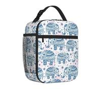 Yyoretp Boho Elephant Print Lunch Bag for Men Women Durable Reusable Adults Lunch Box for Travel Work Picnic.