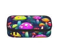 Yyoretp Bright Mushrooms Art Print Big Capacity Pencil Case Makeup Bag Storage Organizer Office Stationery Pouch