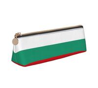 Yyoretp Bulgarian Flag Print Leather Pencil Pouch Cosmetic Makeup Case Pen Office Stationery Markers Bag