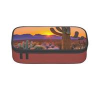 Yyoretp Cactus Desert Sunsets Print Pencil Case Large Capacity Storage Pouch Holder Office Organizer Cosmetic Makeup Box