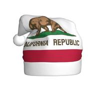 Yyoretp California State Flag Print Christmas Hat for Adult Santa Hat Unisex Velvet Holiday Xmas Hat for Festive Party