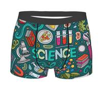 Yyoretp Cartoon Science Theme Print Men's Boxer Briefs,Stretch Fit Underwear Microfibre shorts Gents for Everyday Wear Black