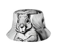 Yyoretp Cartoon Squirrel Print Bucket Hats Fisherman Hat Foldable Beach Sun Cap Sun Protective for Travel Camping Black