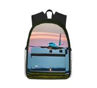 Yyoretp Casual Laptop Airplane in The Evening Lights Print Backpack,Classic backpack for Travel Work,Lightweight bookbags