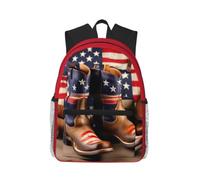 Yyoretp Casual Laptop American Flag with Cowboy Boots Print Backpack,Classic backpack for Travel Work,Lightweight bookbag