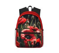 Yyoretp Casual Laptop Beautiful Red Poppy Flower Print Backpack,Classic backpack for Travel Work,Lightweight bookbags