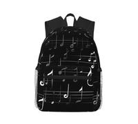Yyoretp Casual Laptop Black Music Notes Print Backpack,Classic backpack for Travel Work,Lightweight bookbags