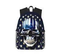 Yyoretp Casual Laptop Blue Stripe Stars Skull Print Backpack,Classic backpack for Travel Work,Lightweight bookbags