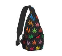 Yyoretp Colorful Cannabis Leaves Print Sling Bag Small Crossbody Backpack Chest Shoulder Bag Travel Hiking Daypacks