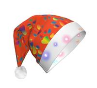 Yyoretp colorful dog paw Print LED Christmas Hats,Light Up Xmas Hat Adult,Santa Hat For New Year Festive Party
