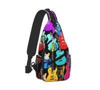 Yyoretp Colorful Guitars Print Sling Bag Small Crossbody Backpack Chest Shoulder Bag Travel Hiking Daypacks