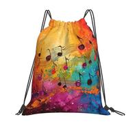 Yyoretp Colorful Music Notes Print Drawstring Backpack Sports Gym Beach Sack Dance Yoga Cinch Bag for Women Men
