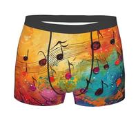 Yyoretp Colorful Music Notes Print Men's Boxer Briefs,Stretch Fit Underwear Microfibre shorts Gents for Everyday Wear Black