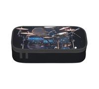 Yyoretp Cool Drum Set Print Pencil Case Large Capacity Storage Pouch Holder Office Organizer Cosmetic Makeup Box